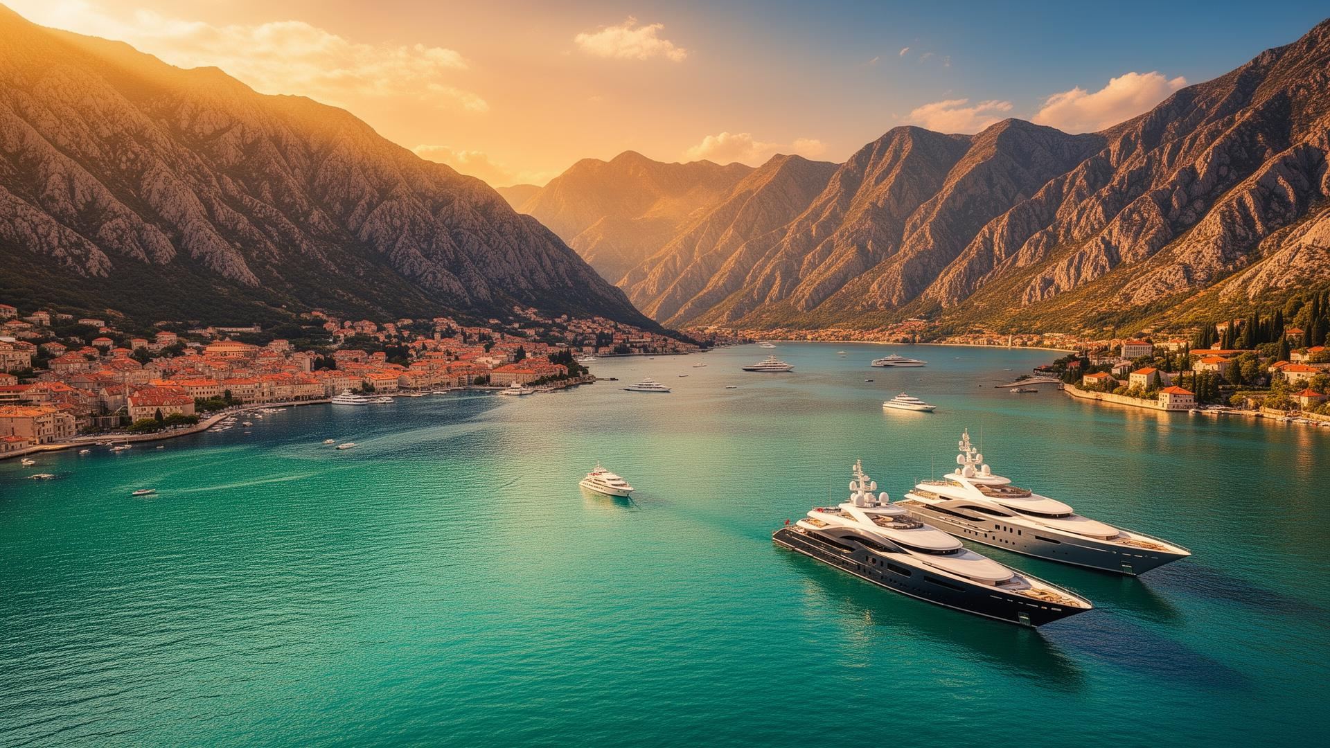 Kotor Bay, Montenegro at golden hour